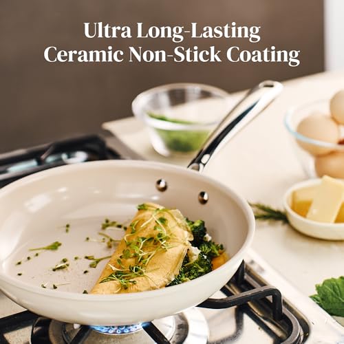 Ceramic Non Stick Egg Pans (Beige White / 8 inch)