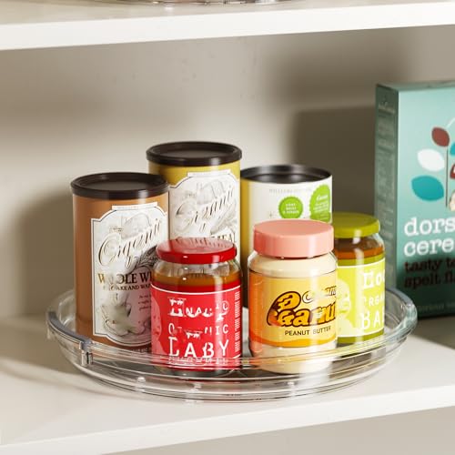 2 Pack Clear Lazy Susan Turntable Organizer for Cabinet (Clear / 2 Pack 10.6in+9.25in)