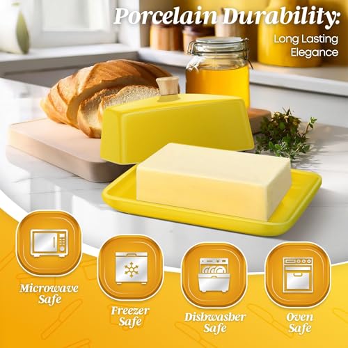 Extra Large Ceramic Butter Dish with Lid (Yellow / Extra Large)