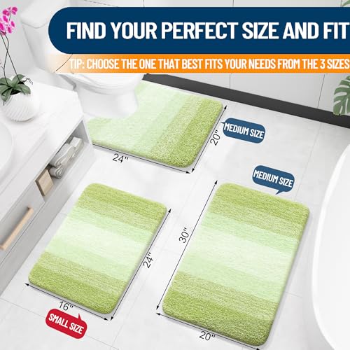 Small Bathroom Rugs 24x16 (24" X 16" / Light Green)
