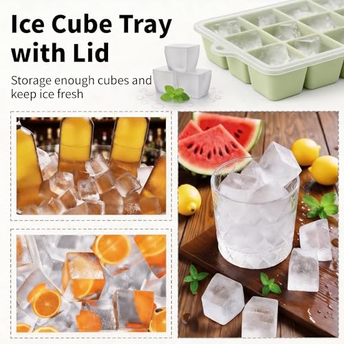 Silicone Ice Cube Tray 2 Pack (Ice Cube Tray 2 Pack / Green+Green)
