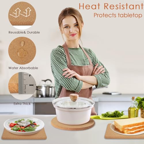 Cork Trivet Set (04-8 Inch 2pcs Round 2pcs Square)