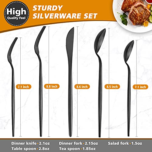 Matte Black Silverware Set for 8 (Black / 40-piece)
