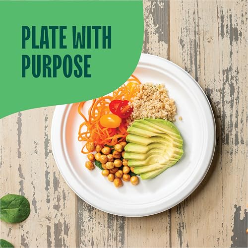 100% Compostable Paper Plates 9 Inch [500 Count] Heavy (9 inch Round -- 500 Pack)