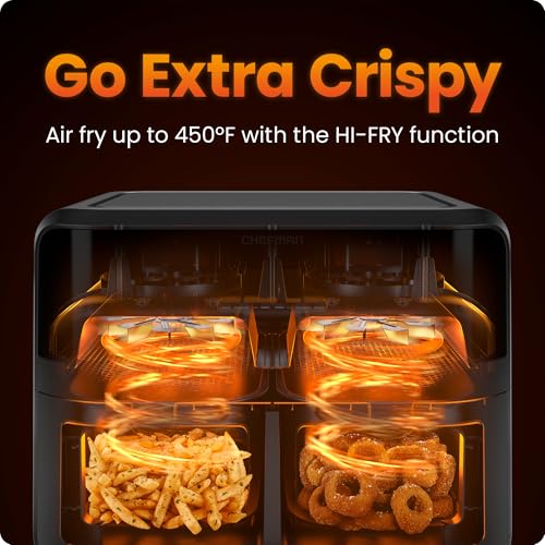 6 Quart Dual Basket Air Fryer Oven with Easy View Windows (6 Quart)