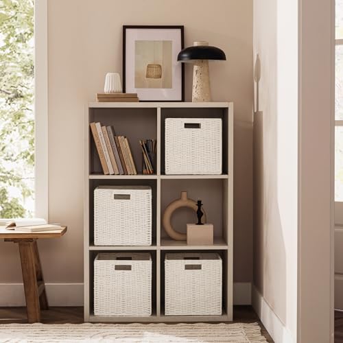 3 Pack Wicker Basket (Cube-3pack 11"×11"×10.5" / White)