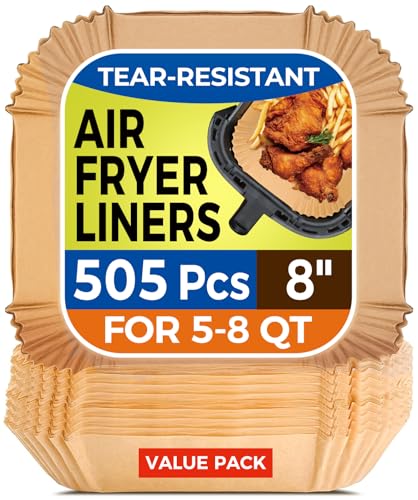 505 PCS Square Air Fryer Liners Disposable 8inch for 5 (8" Square)