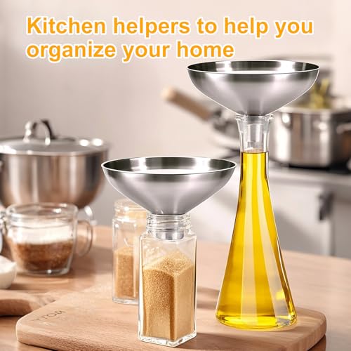 2 Pack Stainless Steel Kitchen Funnel Set for Filling Bottles