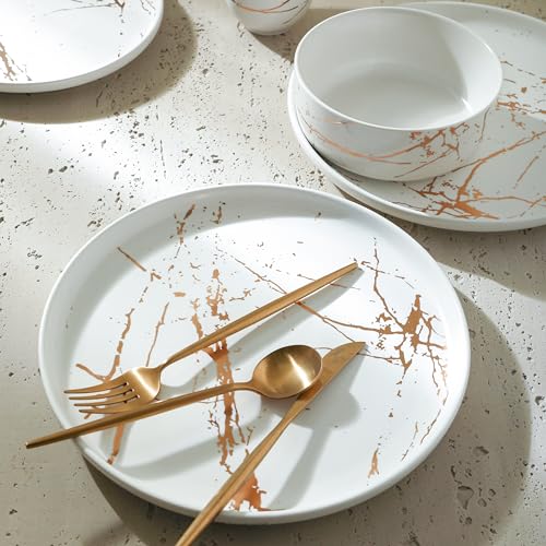 Porcelain 32 Piece Dinnerware set (32 Piece - Service for 8 / White & Gold)