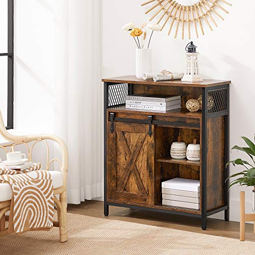 Buffet Cabinet (Without Power Outlet and Light / 11.8"D x 27.6"W x 31.5"H / Rustic Brown + Ink Black)