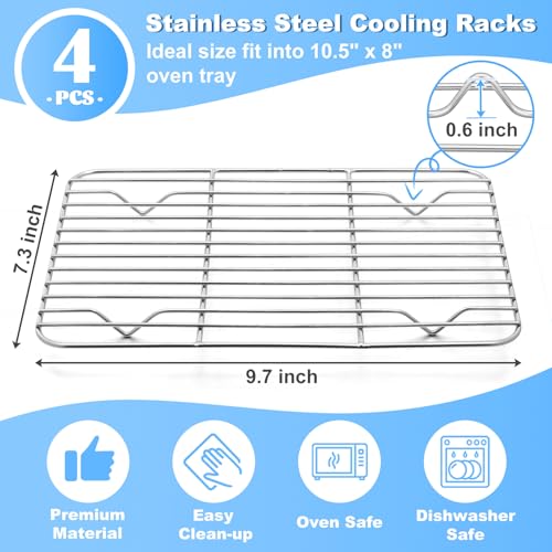 4 Pcs Baking Wire Rack for Cooling (9.7 Inch)