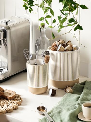 Ceramic Kitchen Utensil Holder Set of 2 (Line(S+L))