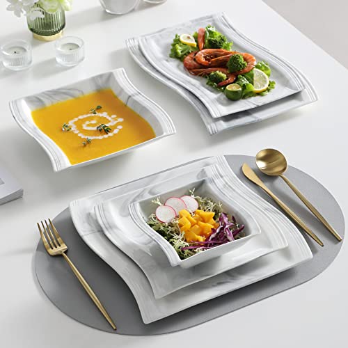 26 Piece Marble Grey Square Dinnerware Sets (26 Piece(Service for 6) / Marble Grey)