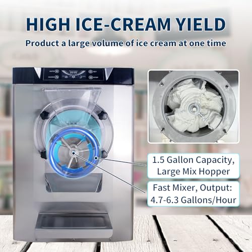 2000W Commercial Hard Ice Cream Machine (6.3Gph short)