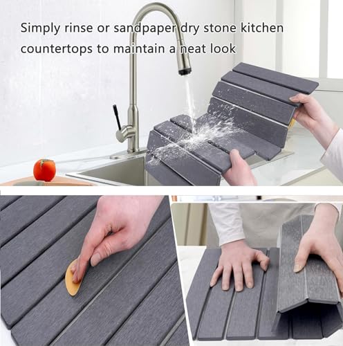 Stone Drying Mat for Kitchen Counter (Dark Gray B / 23.6" x 15.4")