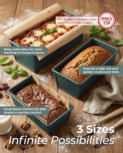 3 Piece Pullman Loaf Pan with Lid (Sage Green / 2.2LB+1LB+0.5LB)