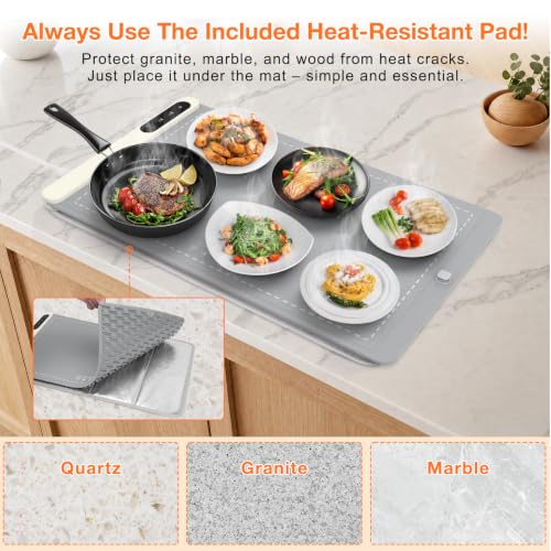 Warming Mat for Food 24"x15" (X Large Size: 24"x15" / Gray)
