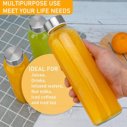 12 Pack] 18 oz Glass Water Bottles with Lids (Clear-12set/18oz / 18oz)