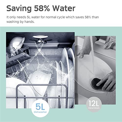 Portable Dishwasher Countertop with 5L Built (White)