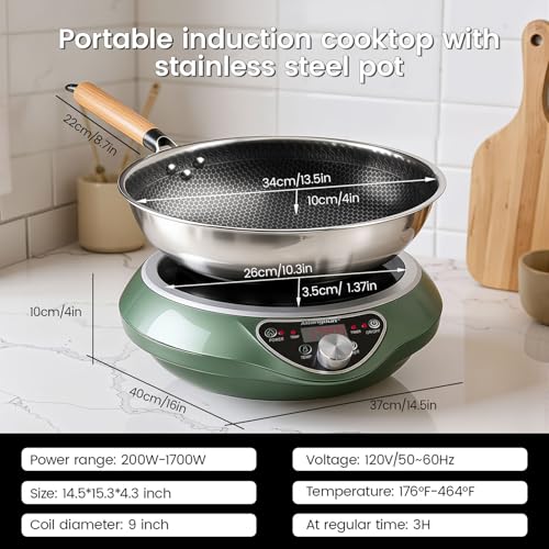 1700W Induction Wok (Cooktop with Stainless Steel Wok)