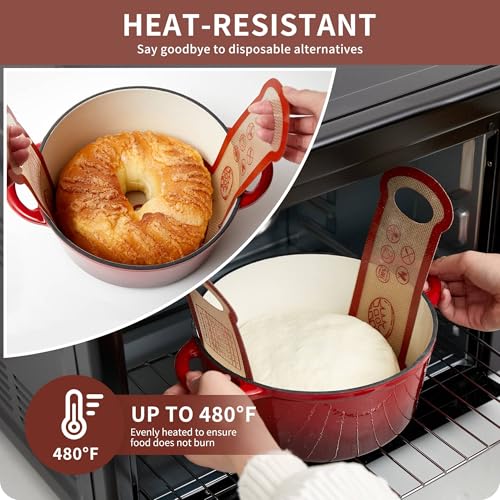 Silicone Sourdough Bread Sling Mat (2Pcs Round Red)