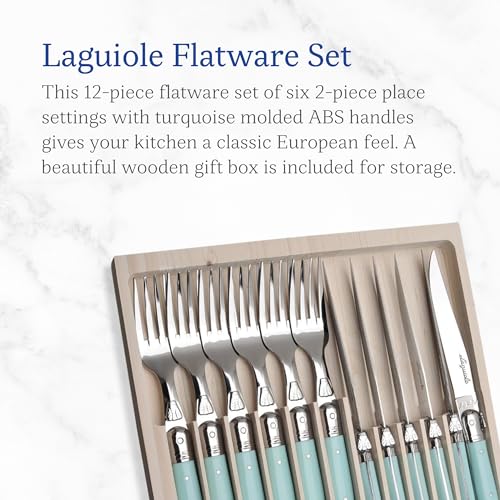JD97 13693.TQ 12 Piece Cutlery Set With Handles (Turquoise)