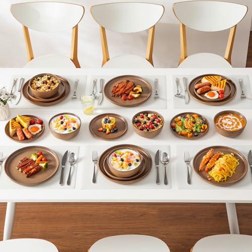 Plates and Bowls Sets (Muted Brown / 18 Pcs (Service for 6))