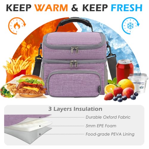 Double Layer Cooler Insulated Lunch Bag Adult Lunch Box Large Tote Bag for Men (2 Count)