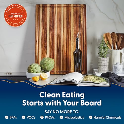 Highland Teak Wood Extra Large Cutting Board 23x17x1.5" (Highland | Teak | Edge Grain)