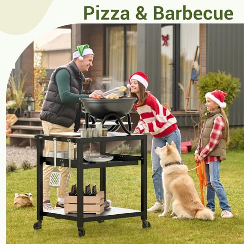 Outdoor Grill Prep Table 24"x30" Metal Grill Cart Outside 3 (Large)