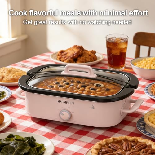 4 Quart Slow Cooker with Casserole Manual Warm Setting (4 Quarts / Manual Pink)
