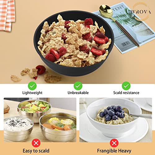 Wheat Straw Bowls Set 60 OZ Unbreakable Large Cereal Bowls Set of 6 Microwave and Dishwasher Safe Bowls Big Bowls for Camping and Picnic BPA Free Soup Bowl for Serving Oatmeal and Salad. Black (60 oz / Black)