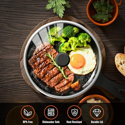 8 Inch Pan Lid For Pots Pans and Skillets (Wide Rim / 8 Inch)
