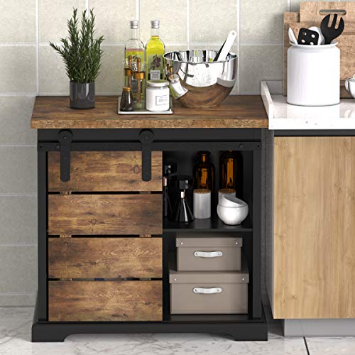 Sideboard Coffee Bar Cabinet (Black)
