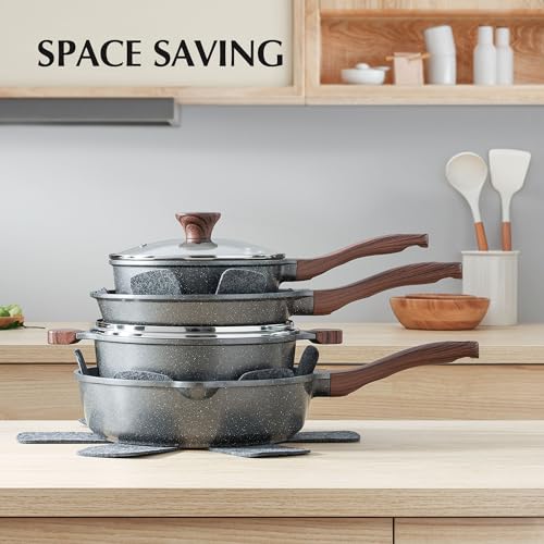 Nonstick Cookware Set 13 Pcs (Gray)
