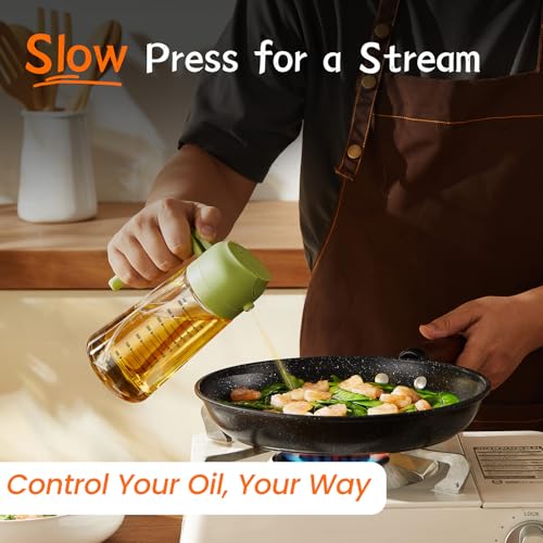 16oz 470ml Glass Olive Oil Sprayer for Cooking (Green)