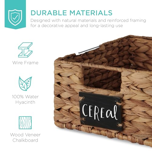 Set of 4 9x12in Water Hyacinth Pantry Baskets (9x12x5in / Chestnut)