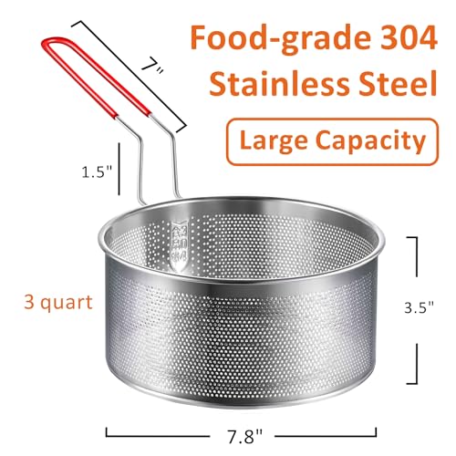 Deep Fryer Basket 304 Stainless Steel for Frying French Fries Cooking (7.8'' Deep Fry Basket)