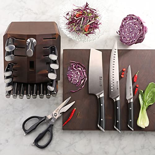 HELENA Series German Steel Forged Knife Block Set (23-Piece / Black)