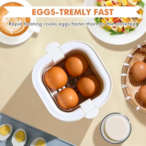 Egg Cooker, 6-in-1 Electric Egg Boiler for Hard Boiled Eggs (White)