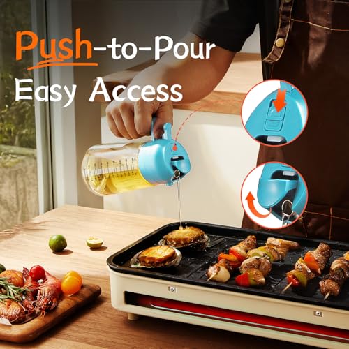 16oz 470ml Glass Olive Oil Sprayer for Cooking (Sky Blue)