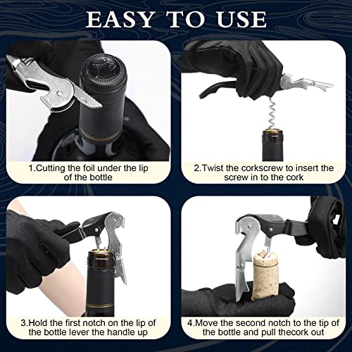 Waiter Corkscrew Wine Openers Heavy Duty Hinges Wine Key Bottle Opener All in One Double Hinged Waiter's Corkscrew with Foil Cutter Wine Tools for Bartenders Servers Sommelier (60 Count)