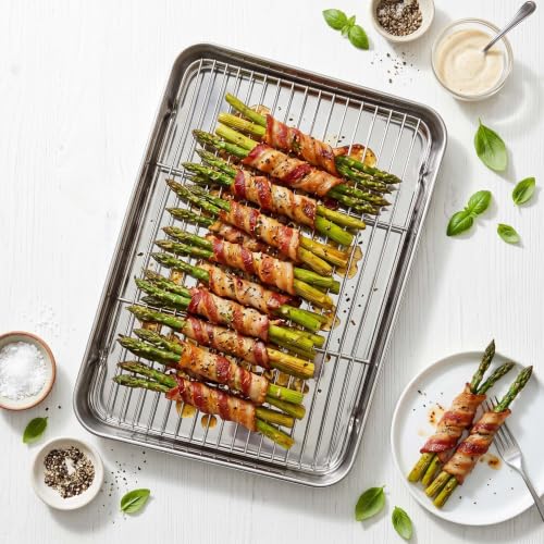 18x13 Inch Stainless Steel Baking Half Sheet with Cooling Rack Set (17.6x13x1)