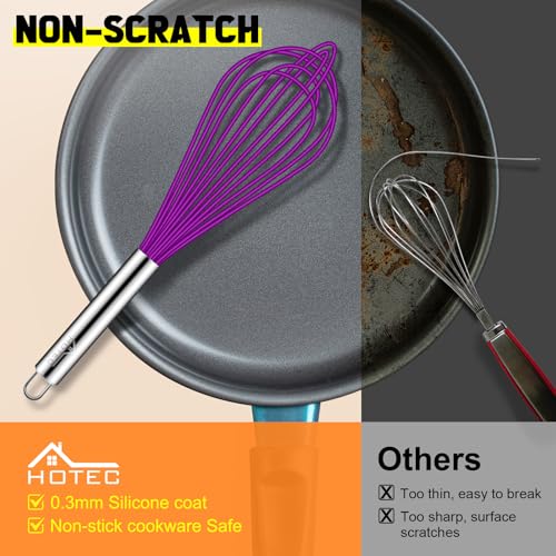 4 Pieces Silicone Whisks Set (Purple,Silver)