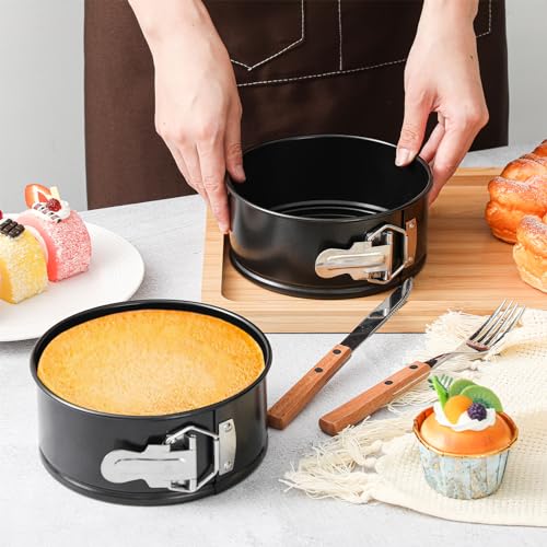 4 Pcs 6 Inch Non Stick Springform Pan with Removable Bottom Black (4 Count)