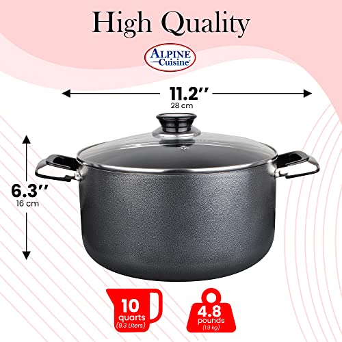 10 Quart Non stick Stock Pot with Tempered Glass Lid and Carrying Handles (10-Quart Stock Pot / Open Stock)
