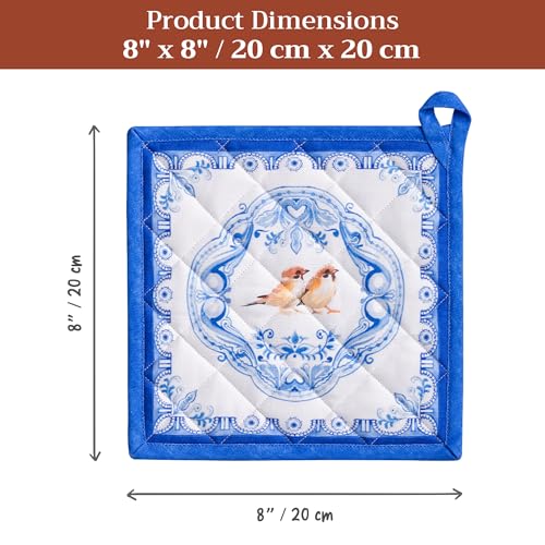 Pot Holders 100% Cotton Potholders (008 - Amsterdam Canals / 8" x 8" (Pot Holder Pack of 2))