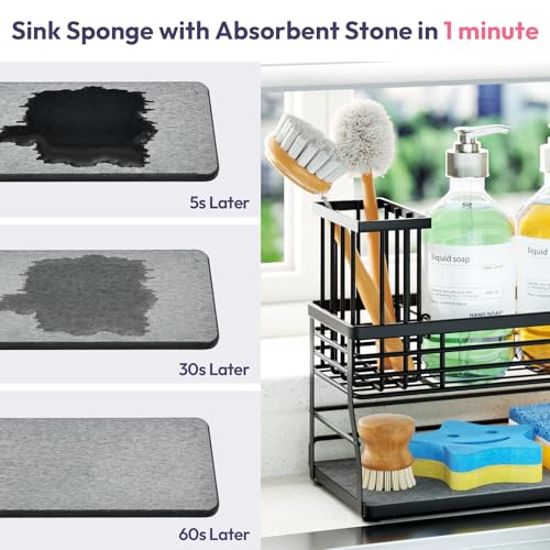 Sponge Holder for Kitchen Sink (Black-2 Tier)