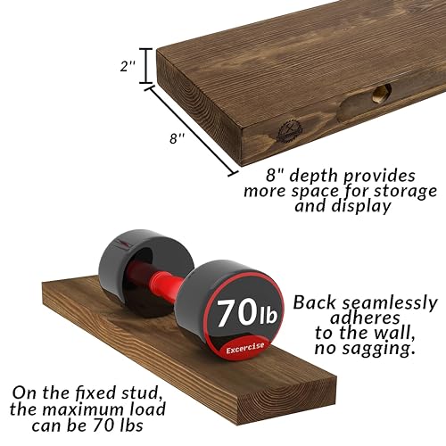 Walnut Floating Shelves 60 inch Long for Wall (Black Walnut / 60'' x 8''x 2''(set of 1）)