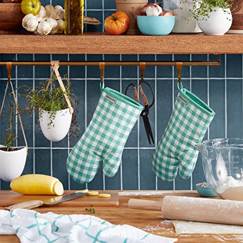 Gingham Oven Mitt 2 (Aqua Sky / 7"x13")